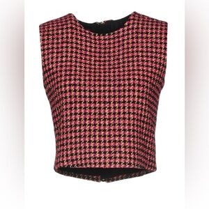 Pinko Pink and Black Checkered Crop Top